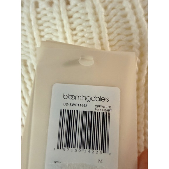 Elan Heart Crewneck Sweater Off White Pink Squiggle Heart BD-SWP11468 MEDIUM NEW - Picture 4 of 5